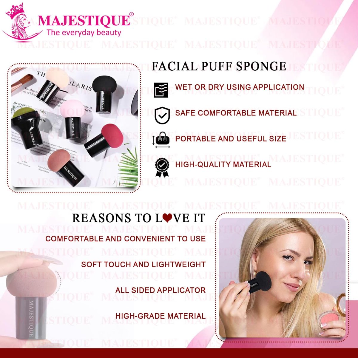 Majestique Blender Beauty Foundation Sponge | Mushroom Blender with Handle Case | Dual-use Cosmetic Sponge for Dry/Wet Application | Makeup Sponge - Color May Vary - Image 6
