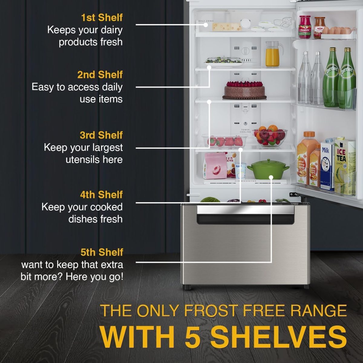 Whirlpool 215 L Frost Free Triple-Door Refrigerator [FP 223D PROTTON ROY RADIANT STEEL(Z) ] - Image 3