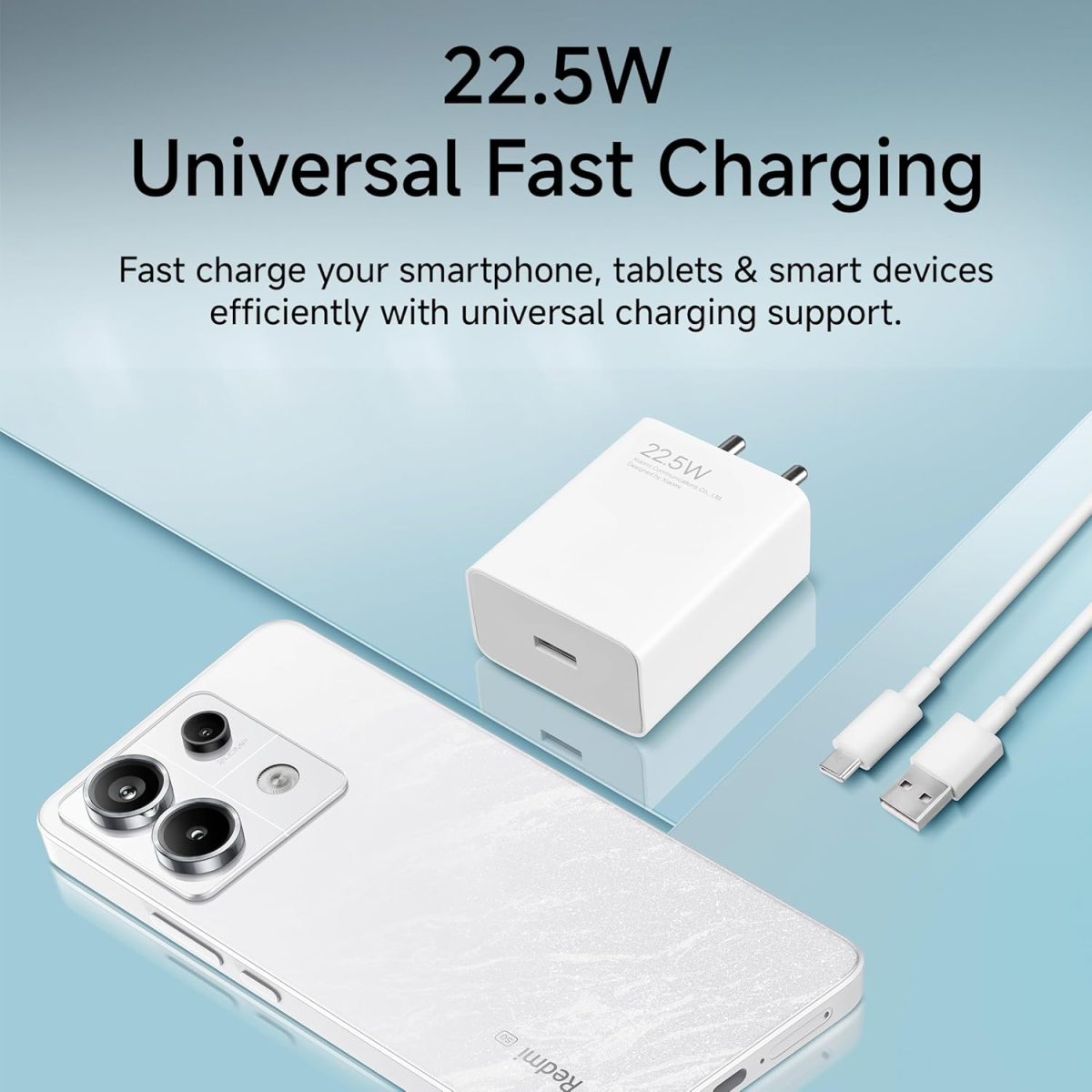 MI Xiaomi 22.5W Fast Charger with USB-C Cable, Quick Charge 3.0 Power Adapter Compatible with Redmi Note Series, Poco, Mi, Any Type C Devices - with Power Delivery (White) - Image 5