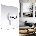 Misamo Enterprise Wall Hooks Without Drilling Waterproof Hooks for Bathroom Shower Kitchen Keys Door Outdoor Home Improvement Utility Hook (Pack of 10, Photo Frame Hook) Clear, Stainless Steel - Image 4
