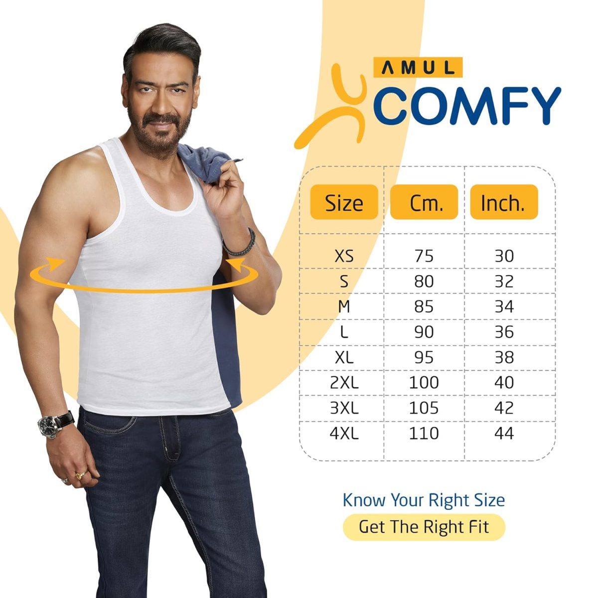 Amul Comfy Men's Pure Cotton White Vest Pack of 5 - Image 7