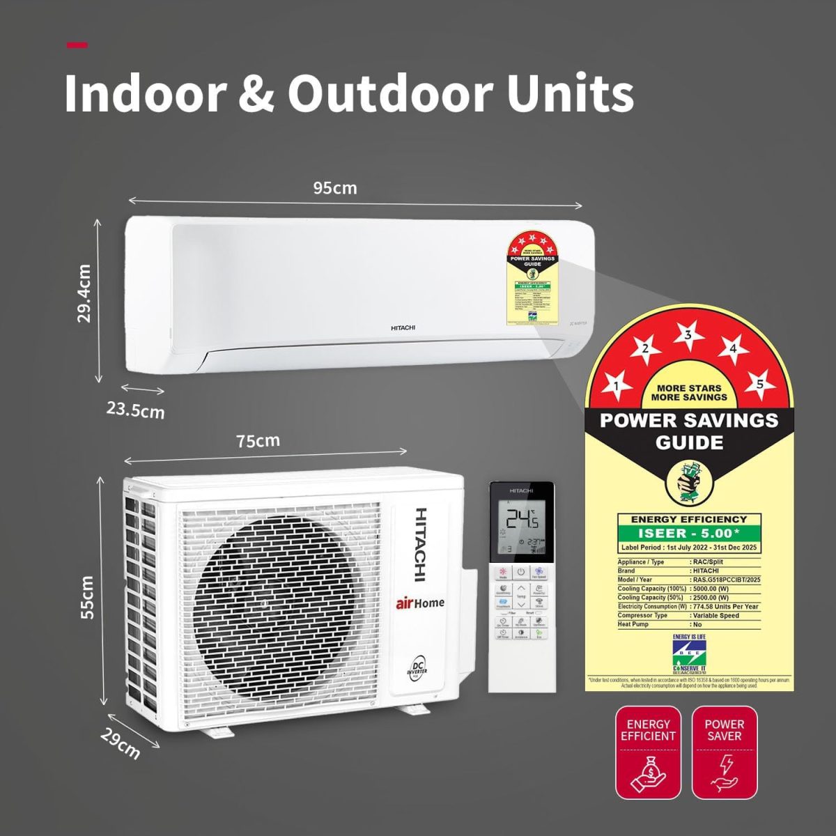 Hitachi 1.5 Ton Class 5 Star, 4-Way Swing, ice Clean, Xpandable+, Inverter Split AC (100% Copper, Dust Filter,5400STXL RAS.G518PCCIBT, White) - Image 3