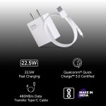 MI Xiaomi 22.5W Fast Charger with USB-C Cable, Quick Charge 3.0 Power Adapter Compatible with Redmi Note Series, Poco, Mi, Any Type C Devices - with Power Delivery (White) - Image 4