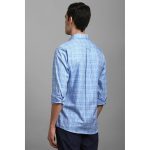 Louis Philippe Men's Premium Cotton Silk Touch Slim fit Checks Casual Shirt with Natural Stretch - Image 3