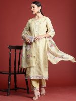 INDO ERA Women's Linen Kurta and Pant with Dupatta Set - Image 5