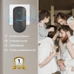 COSTAR Wireless Door Bell Kits Chime for Home Office with LED Light 300 Meter 1000 Feet Operating Range 32 Ringtones 5 Levels Volume, 1 Receiver and 1 Push Button IP44 Waterproof (Pebble T301-Black) - Image 3