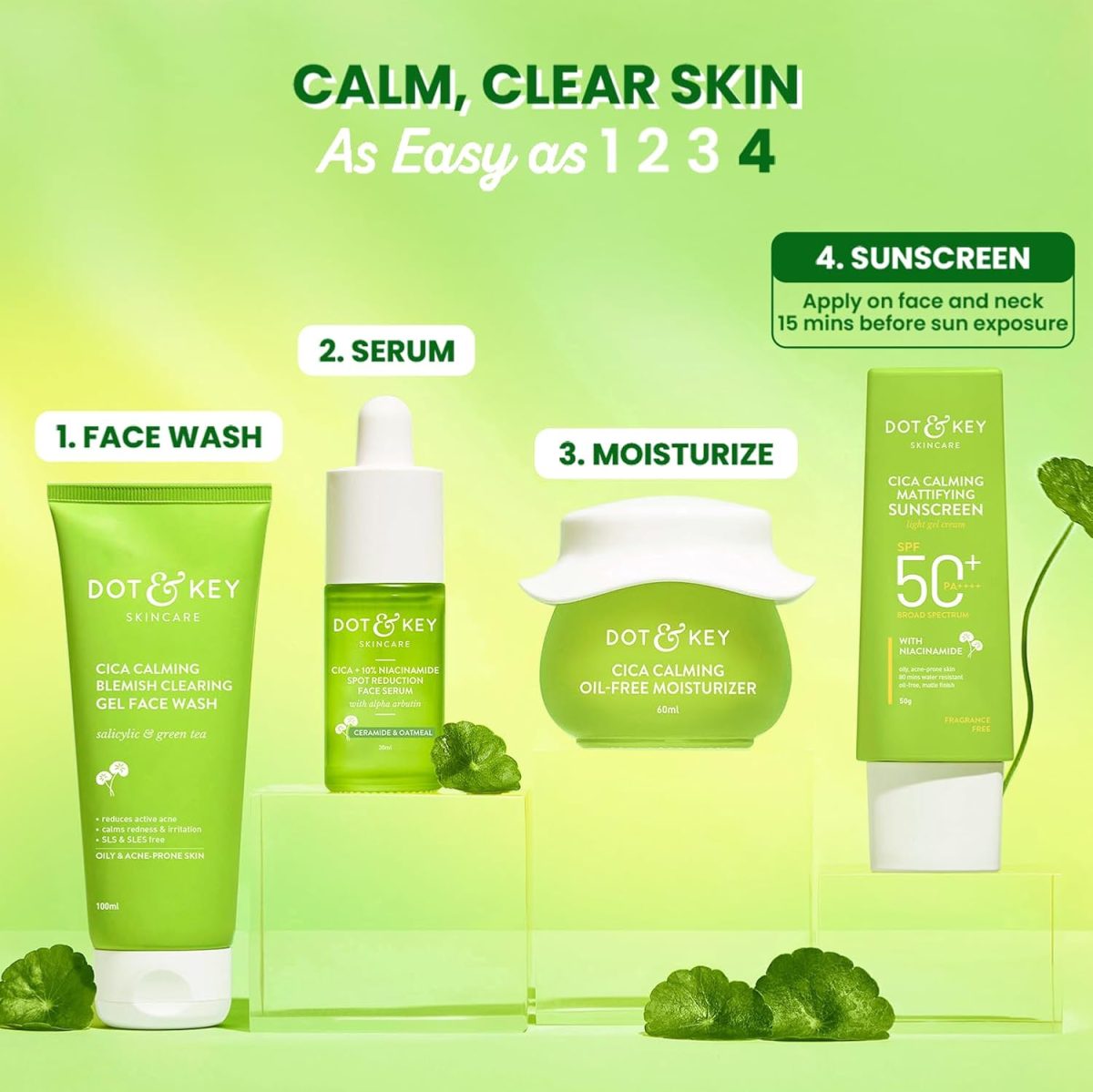 Dot & Key CICA Calming Mattifying Sunscreen SPF 50 PA++++ | For Oily Acne Prone & Sensitive Skin | UVA/UVB Protection | No White Cast, Ultra Light, Fragrance Free & Quick Absorbing | 50g - Image 6
