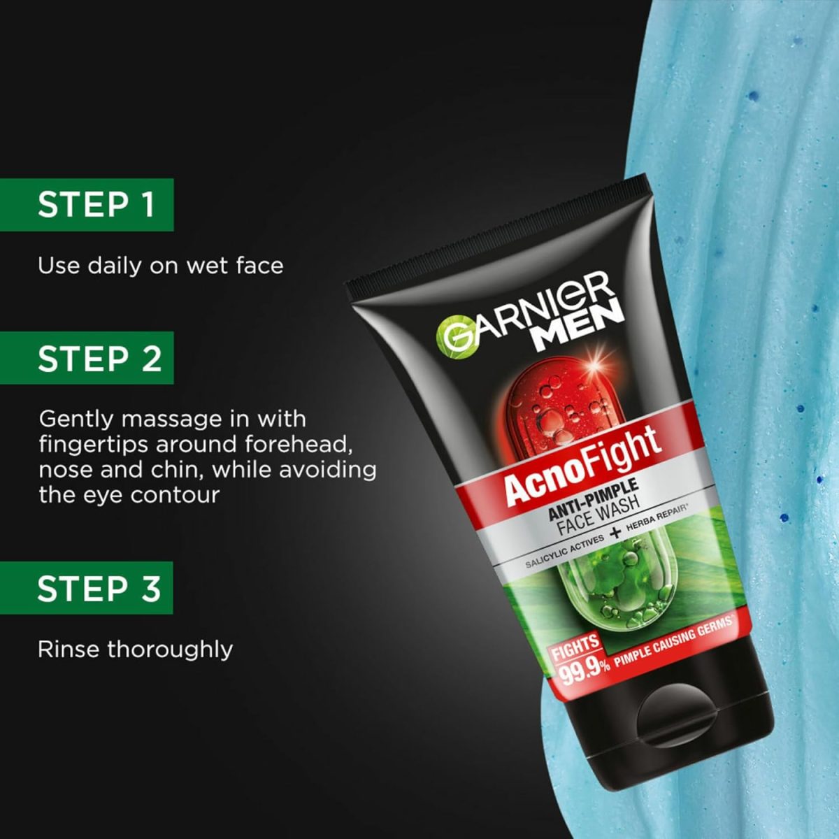 Garnier Men, Anti-Pimple Face Wash, Repairs Skin & Balances Oils, AcnoFight, 100 g - Image 6