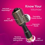 AGARO HV2179 Hot Air Brush for Hair, Blow Dryer Brush, Volumizer & Styler, 360° Airflow Vent, Oval Barrel for Hair Volume, Charcoal Bristles, Ceramic Coating Brushing Head, 1200W, Gold & Black - Image 4