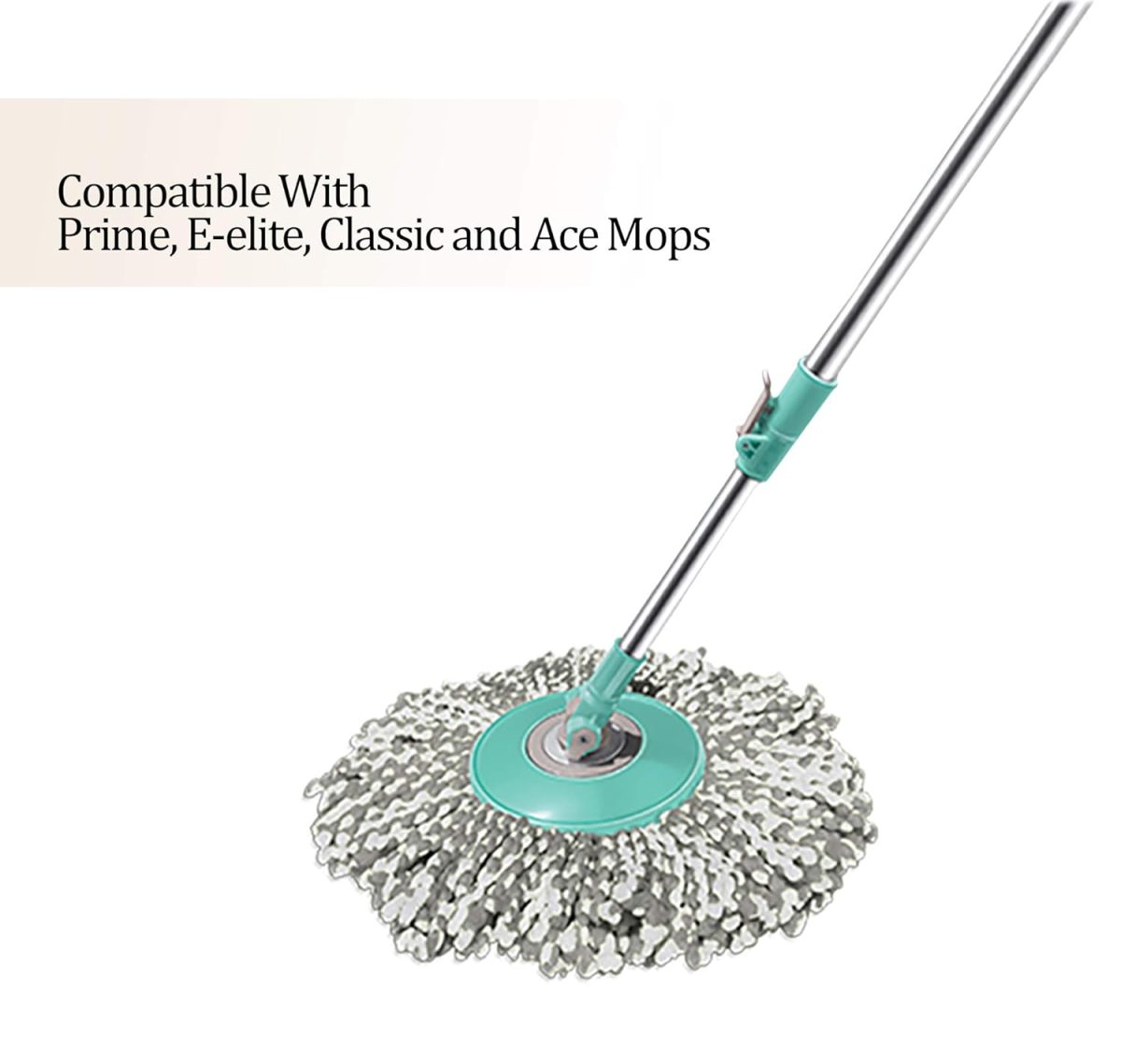 Spotzero By Milton Spin Mop Spares Set Handle with Microfibers Refill(Compatible with Prime, E-Elite, Classic, Ace Mops) Aqua Green - Image 8