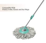 Spotzero By Milton Spin Mop Spares Set Handle with Microfibers Refill(Compatible with Prime, E-Elite, Classic, Ace Mops) Aqua Green - Image 8