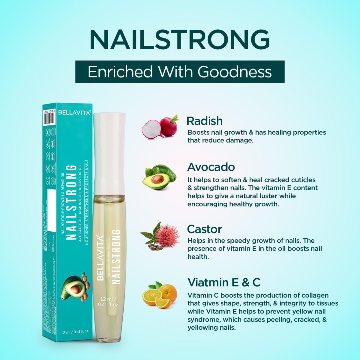 Bella Vita Organic Nail Strong Oil for Cuticle Care, Nail Growth & Strength With Goodness of Almond Oil - Soft, Smooth, & Strong Lustrous Nails, 12 ml - Image 4
