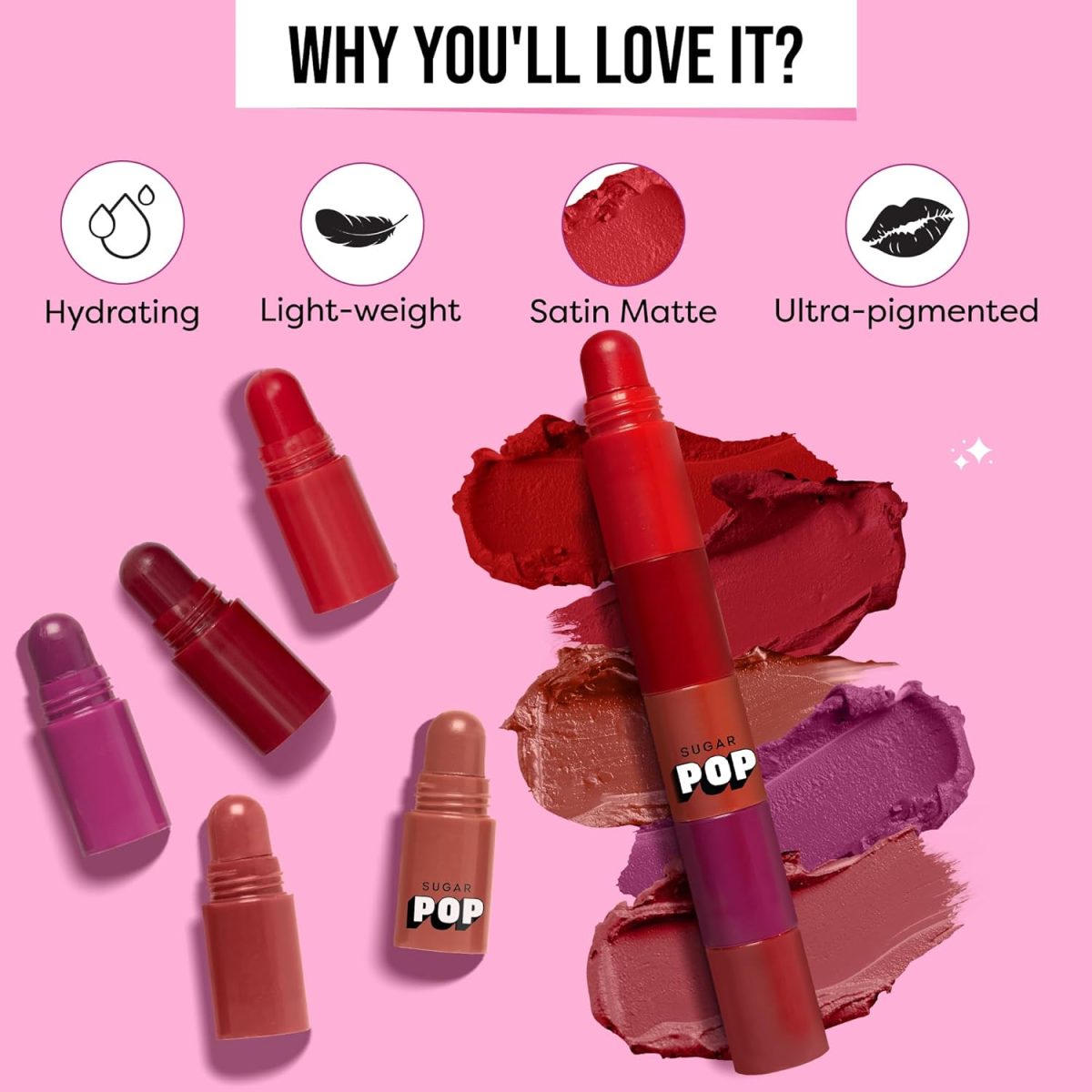 SUGAR POP 5 in 1 Lip Twist | Shea Butter | Stain-Matte | Long Lasting - 01 Perfect Pout - Image 4