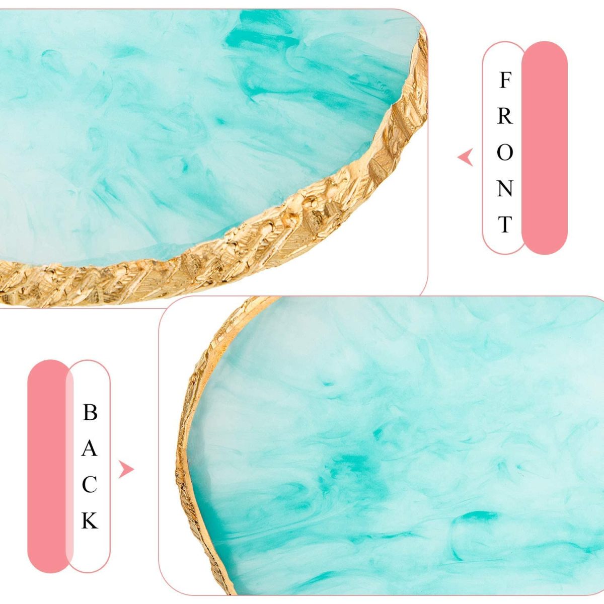 KIRA Nail Art Palette - Golden Edge Resin Nail Holder Display - Color Mixing Plate - Round Shape 1 Pcs - Image 3