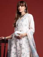 INDO ERA Women's Silk Blend Kurta and Pant with Dupatta Set - Image 2