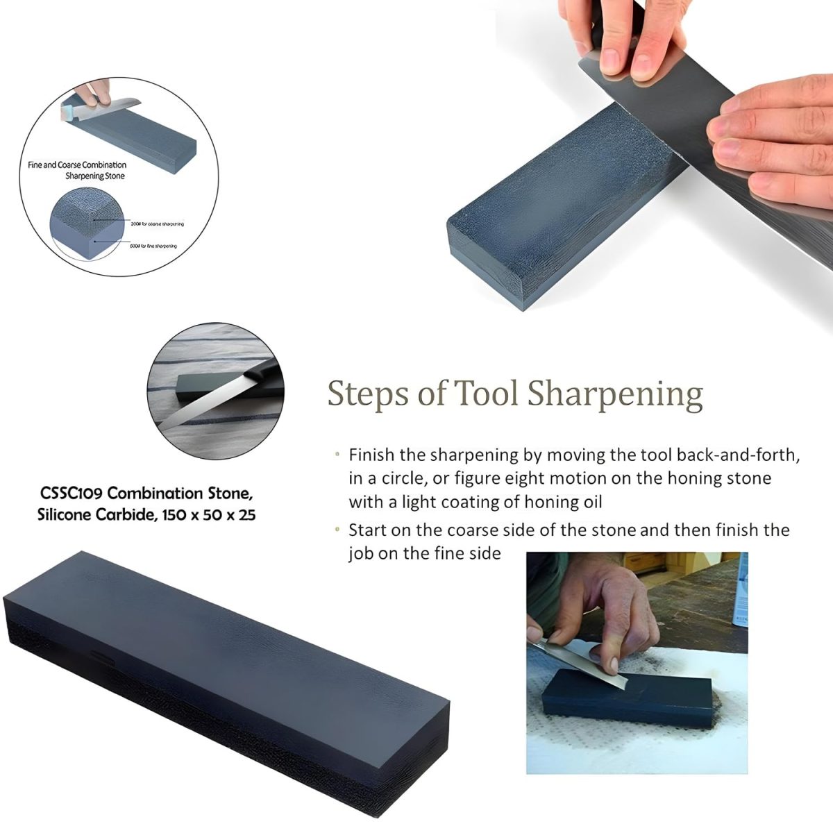 Oblivion Knife Sharpener Stone 1 Pc – Dual Grit Silicon Carbide Whetstone, Combination for Chisels, Knives, Cutting Tools, Ceramic and Metal Blades – Professional-Grade Carborundum Sharpening Block - Image 4