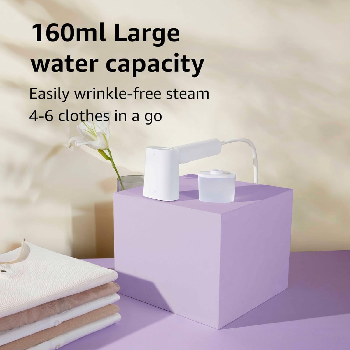 Xiaomi Handheld Garment Steamer, Foldable travel steam iron for clothes, Vertical and Horizontal, Powerful 1300 Watt fast heat up, Kills 99.9%* bacteria, White - Image 8