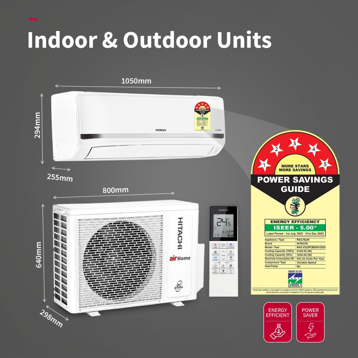 Hitachi 2 Ton Class 5 Star, 4-Way Swing, ice Clean, Xpandable+, Inverter Split AC (100% Copper, Dust Filter, 5500STXL RAS.V522PCBISH1, White) - Image 10
