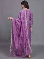 Alvami Women Embroidered Straight Kurta and Pant Set with Dupatta - Image 5