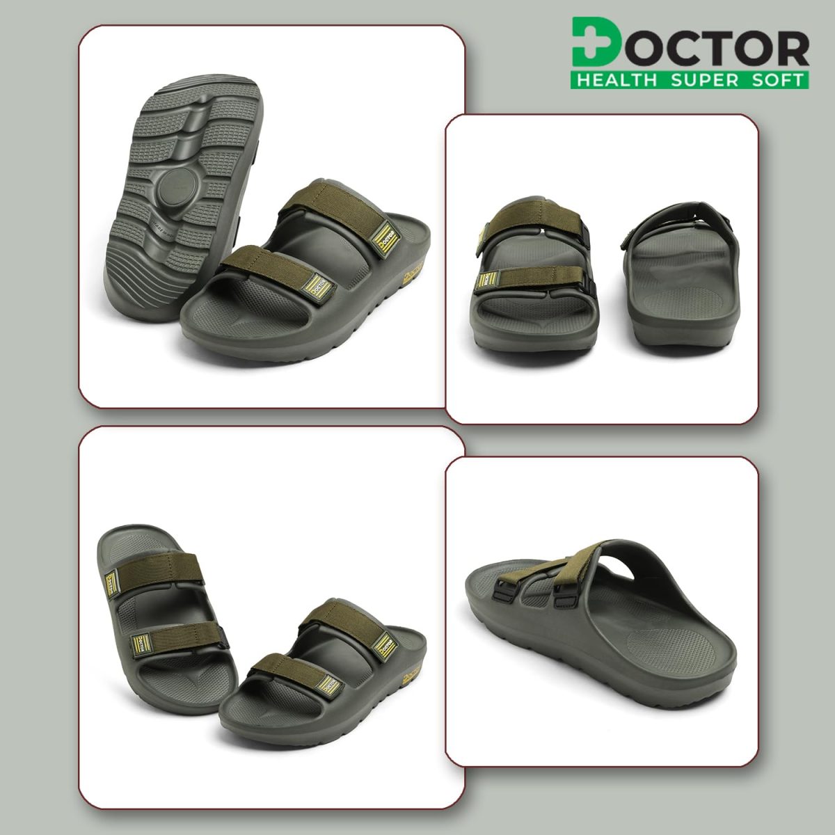 DOCTOR HEALTH SUPER SOFT Men's Orthopedic Double Strap Slippers – Ultra Soft EVA Footbed with Adjustable Straps & Arch Support | Anti-Skid Sliders for Heel Pain Relief, Everyday Comfort - Image 4
