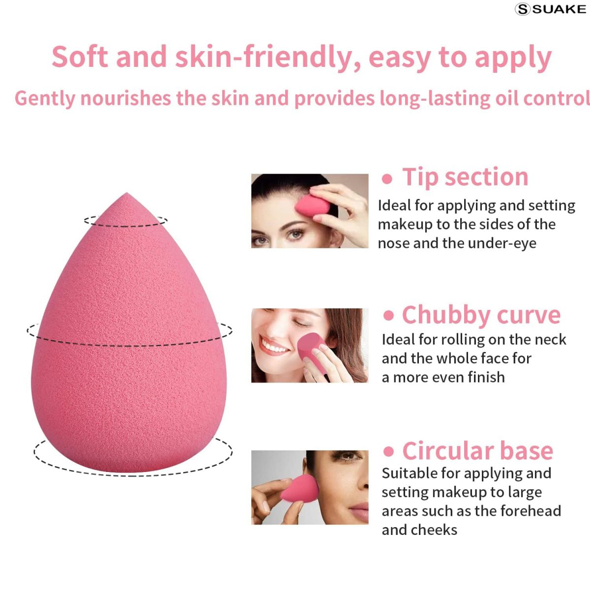 SUAKE 7in1 Professional Beauty Blender Set for Face Makeup | Makeup Sponges Set is suitable with Liquid & Creams | Sponge makeup is for all Skin Types & it is Soft Latex-Free Reusable & washable (Multicolor 4 Big + 3 Mini=7 Pcs) - Image 4
