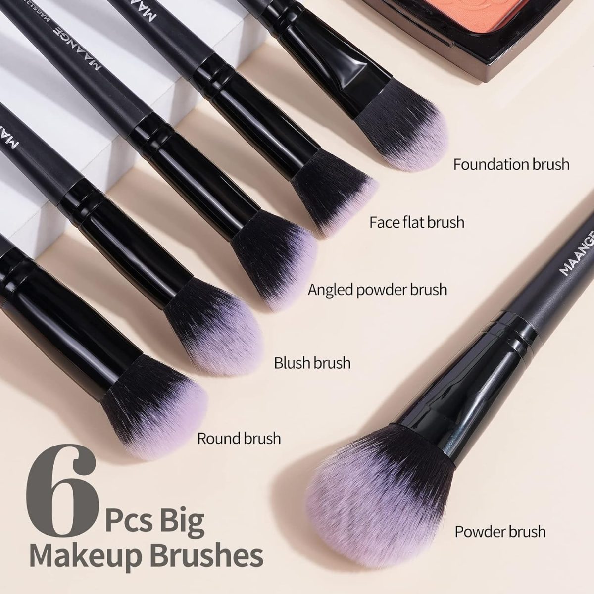 MAANGE 18 Pcs Premium Synthetic Make up Brushes Set Soft Foundation Powder Eyeliner Eye Shadow Makeup Brush Set Professional (Black) - Image 2