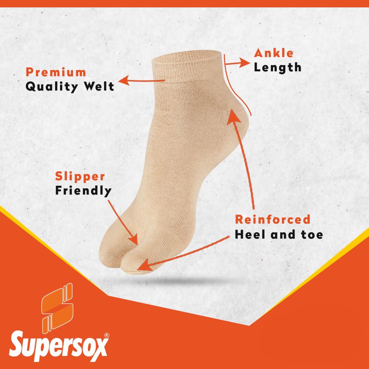 Supersox Ankle Thumb Socks for Women, Made with Breathable, Anti Odour & Moisture Absorbent Combed Cotton with a Extra Durable Welt, Ideal For All Day Wear (Pack Of 4) - Image 3
