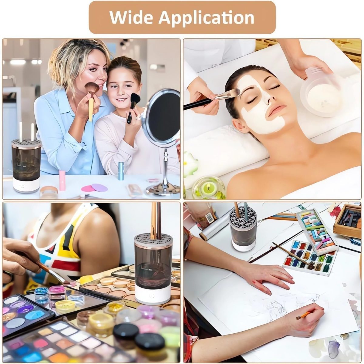 XENGVA Makeup Brush Cleaner, Electric Makeup Brush Cleaning Machine, USB Automatic Spinning Makeup Brush Cleaner for All Size Makeup Brush, Great Gift for Women Girls - Image 6