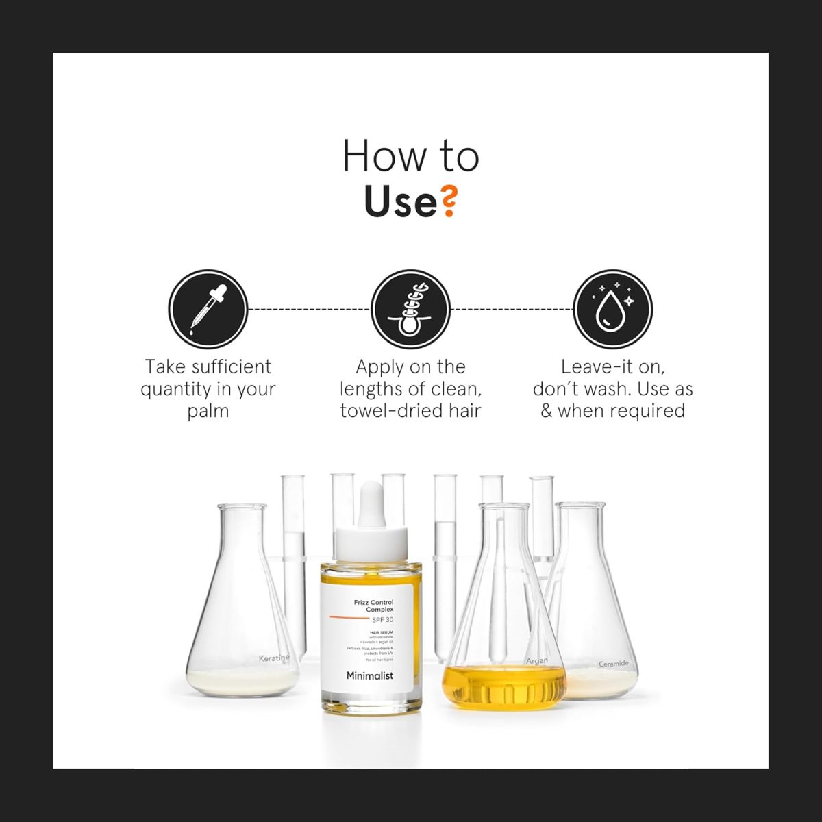 Minimalist Anti-Frizz Hair Serum SPF 30 With Keratin, Argan Oil & Ceramides for Dry Hair | Heat Protection Serum, Smoothens & Protects From UV | Lightweight | Leave In For Women & Men | 50 ml - Image 5