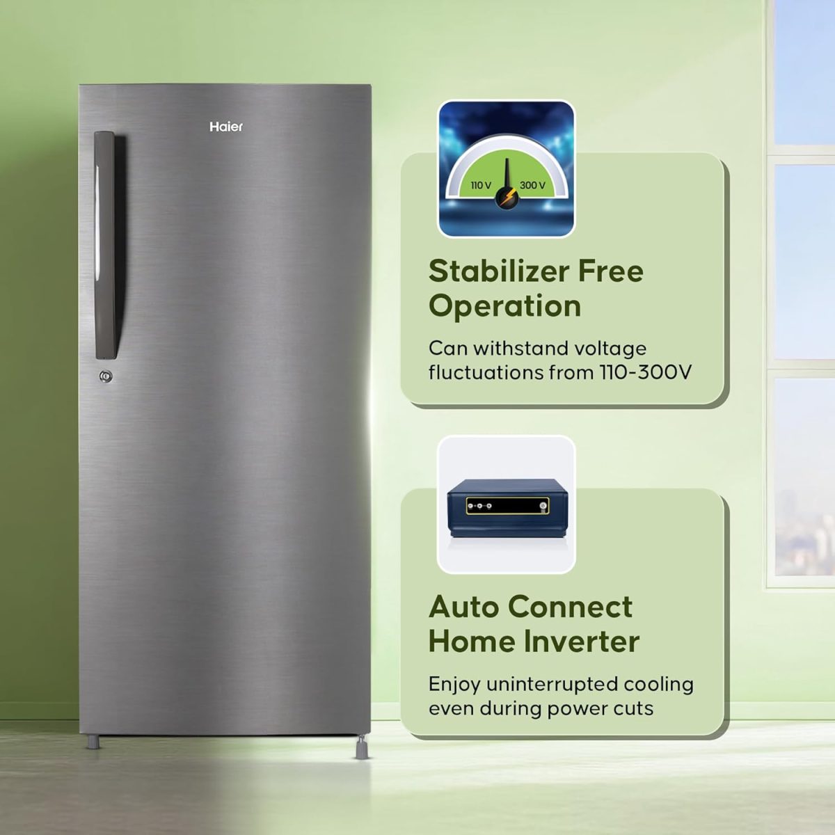 Haier 190 L 5 Star Direct Cool Single Door Refrigerator with 1 Hour Icing Technology (HED-205DS-P, Dazzle Steel) - Image 3