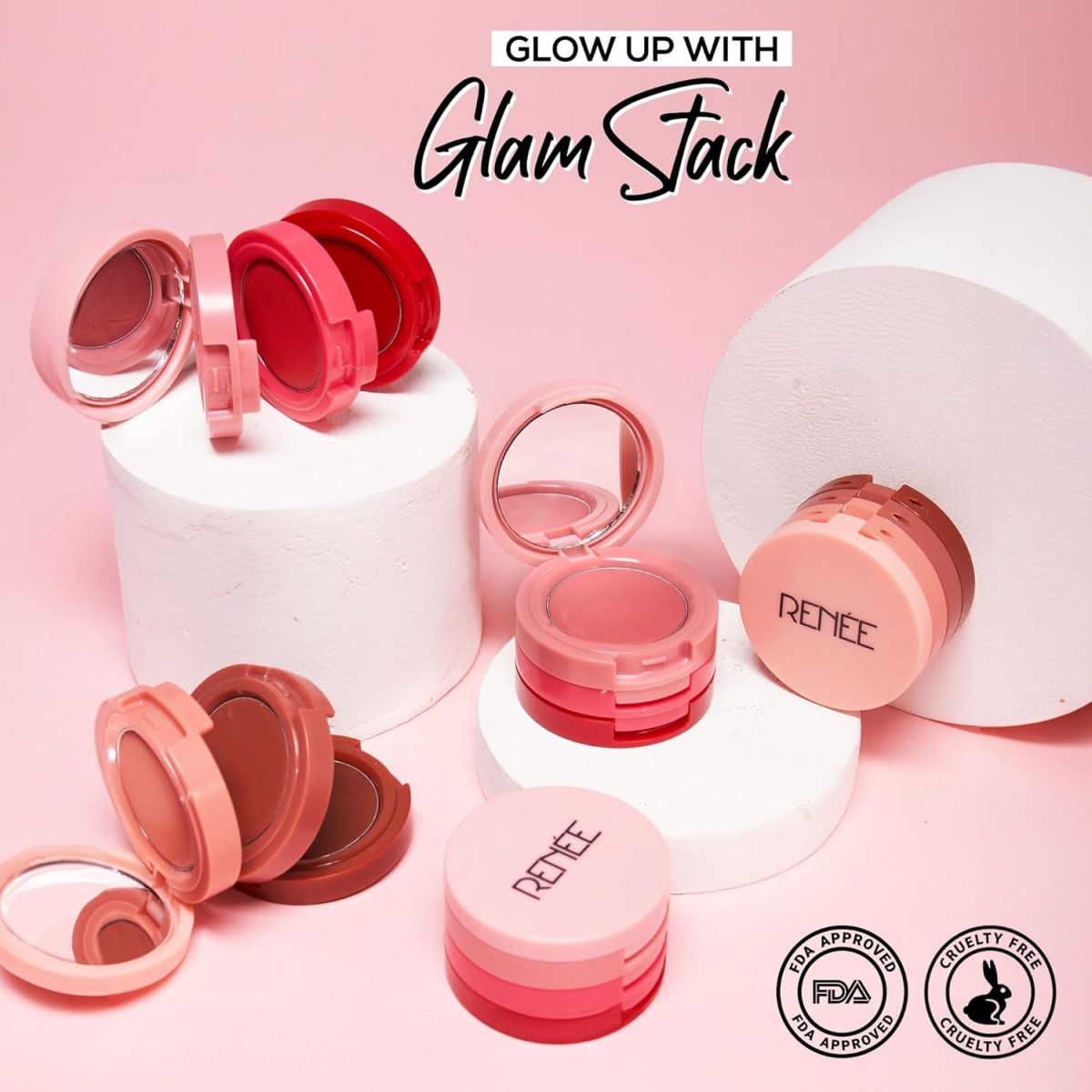 RENEE Glam Stack 3-In-1 Lip & Cheek Tint - Nude 4.5gm - 3 Shades in 1, Rich Creamy Natural Seamless Finish, Smooth & Blendable Formula- Travel Friendly, Quick & Easy to Use - Image 5