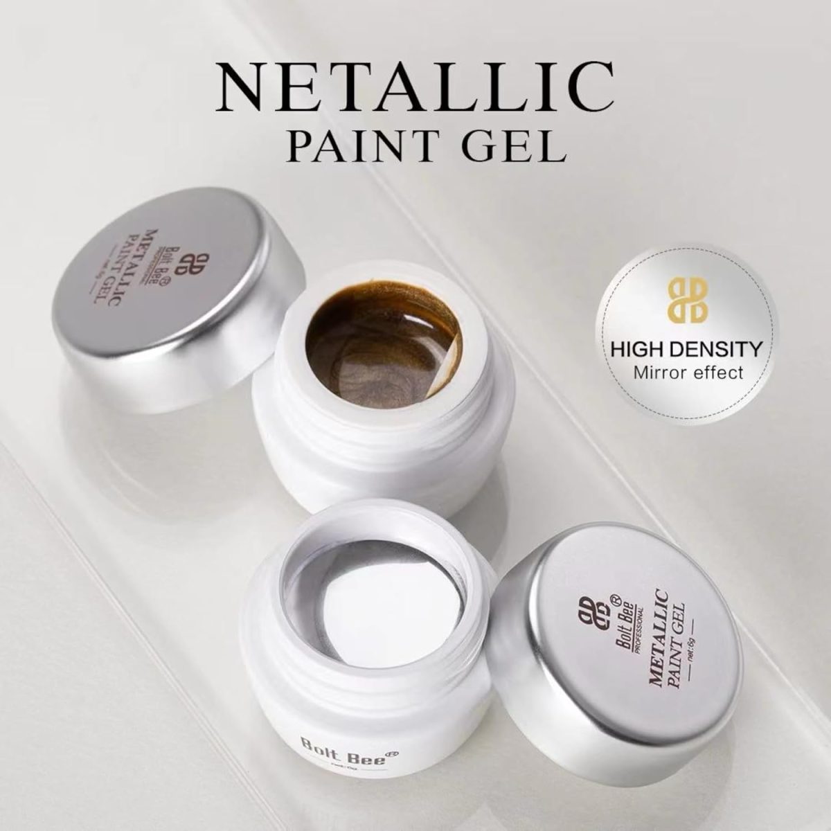 Bolt bee Metallic Gel Nail Polish, 3D Golden Silver Painted UV Nail Art Painting Liner Gel for Cyber Punk French Acrylic Nail Painting Drawing Nail Design Gel for Nail Art (gold and silver, .,) - Image 2