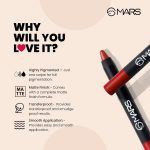 MARS Long Lasting Crayon Lipstick up to 12 Hours Stay | Matte Finish | Waterproof | Won't Smudge Won't Budge Lip Crayon (3.5 gm) (10-Girl Power) - Image 4