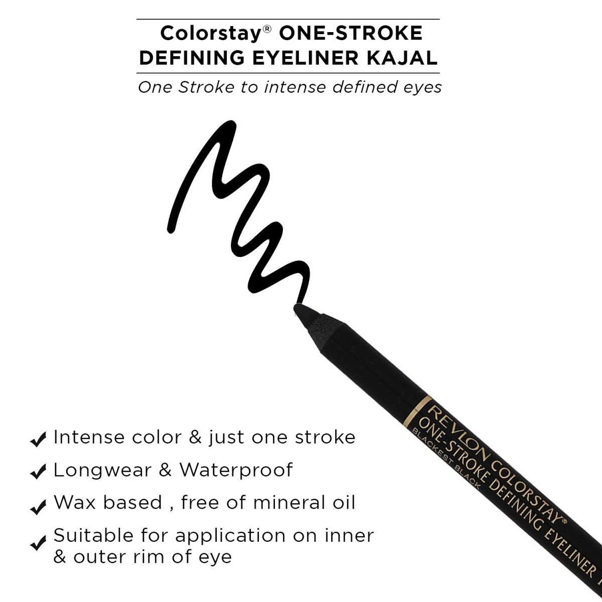 REVLON Colorstay one stroke defining eyeliner kajal, Sharpenable Pencil, Rich Glossy, Longwear and Waterproof, One Stroke to intense defined Eyes, Smoke - Image 5