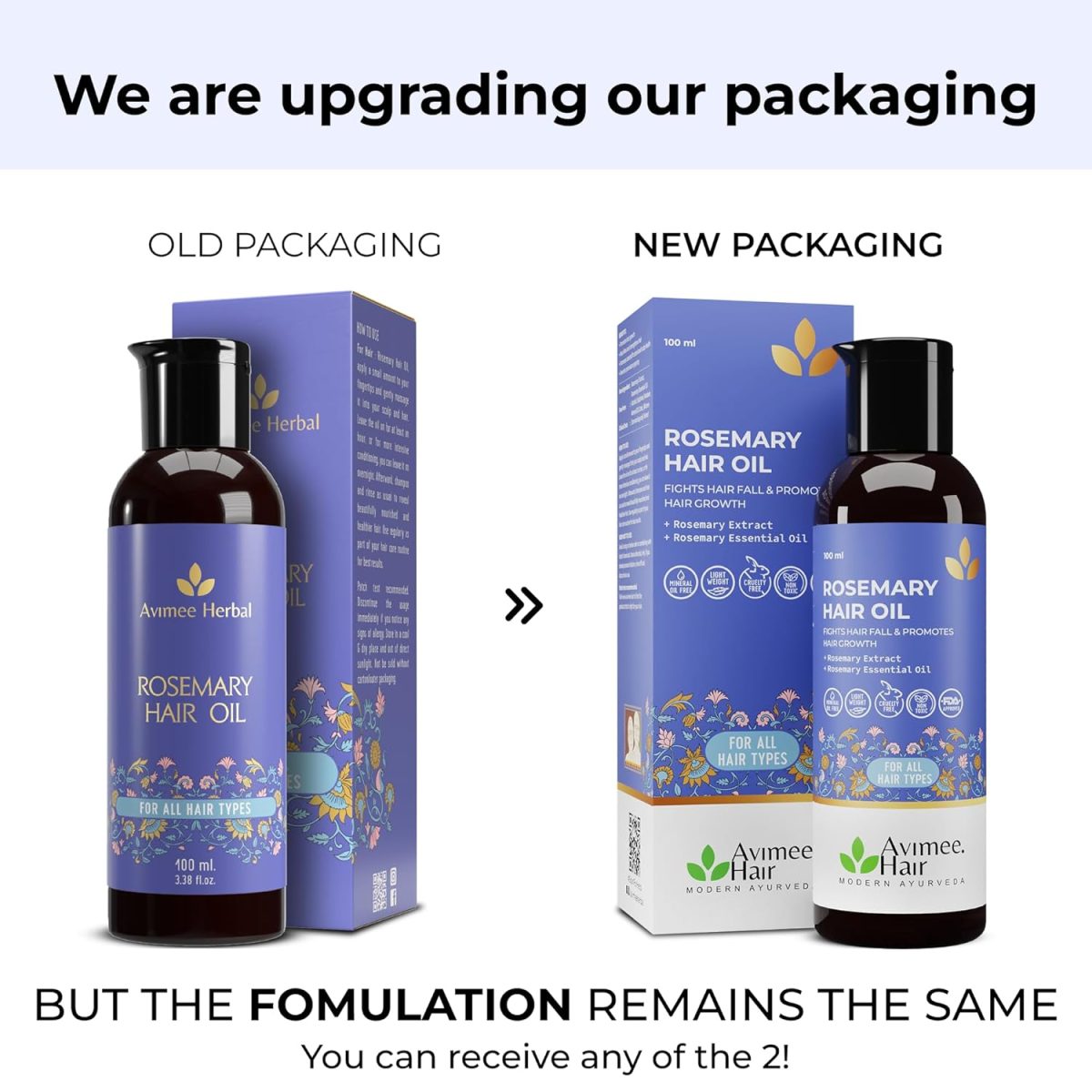 Avimee Herbal Rosemary Hair Oil | For Hair Growth, Hair Fall Control and Dandruff | 100% Pure & Natural | Mineral Oil Free | 100mL - Image 2