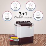 LG 8.5 kg 5 Star Semi-Automatic Top Load Washing Machine (P8530SRAZ, Burgundy, Roller Jet Pulsator) - Image 3
