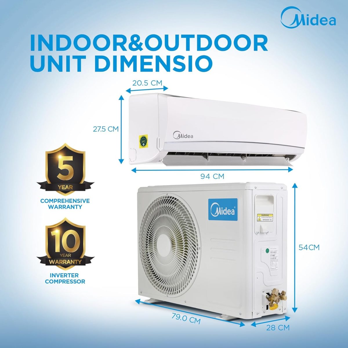 Midea 1.5 Ton 3 Star Inverter Split AC, AI Smart Wi-Fi AC with 5 Years Comprehensive Warranty (Copper, Convertible 4-in-1 Cooling at 52℃, HD PM2.5 Filter, SANTIS NEO DLX (Wi-Fi), MAI18SD3R35W0,White) - Image 7