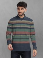 BULLMER Striped Textured Printed Polo Neck Fullsleeve T-Shirt with Rib for Men - Image 2