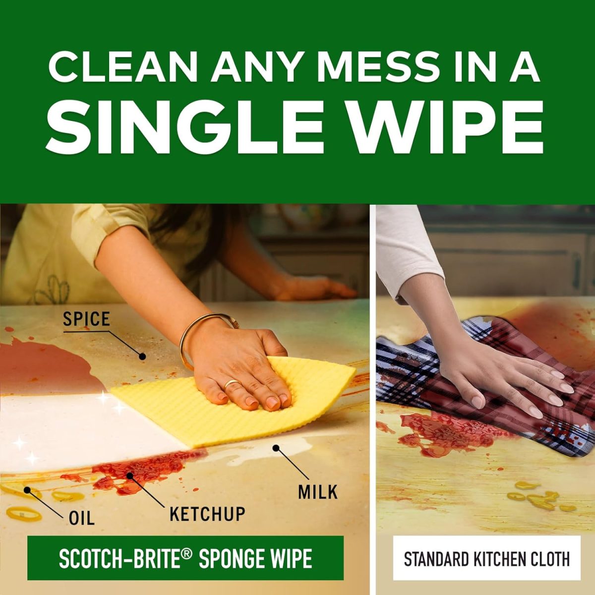 Scotch-Brite Multi-purpose , Easy to use kitchen cleaning Sponge Wipe (3 -Pieces) - Image 3
