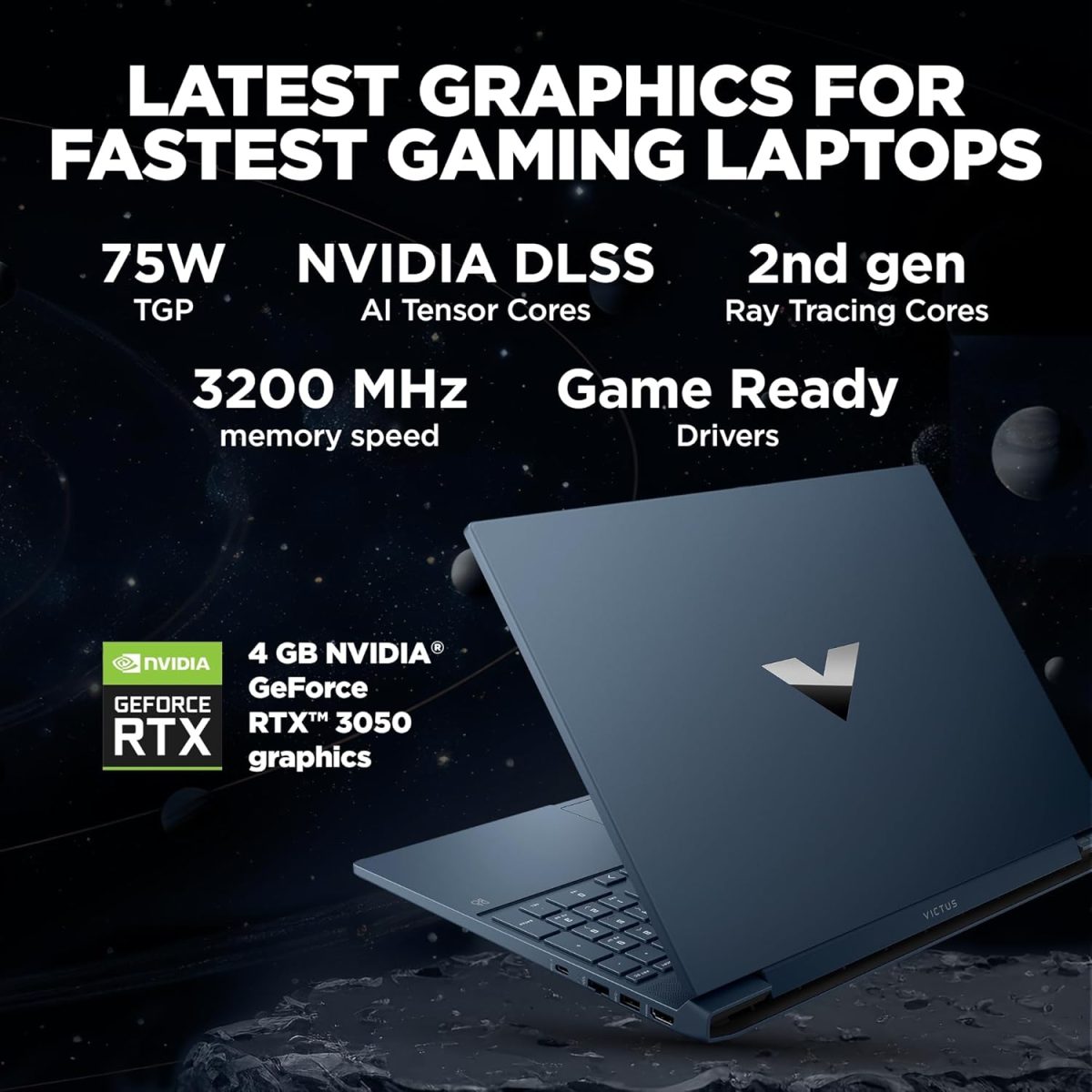 HP Victus, AMD Ryzen 5 5600H, NVIDIA RTX 3050, 16GB DDR4, 512GB SSD (Win11, Office21, Blue, 2.37kg) 144Hz, 9MS, IPS, 15.6-inch(39.6cm) Gaming Laptop, Backlit kb, Enhanced Cooling, fb0106AX/Fb0112AX - Image 2
