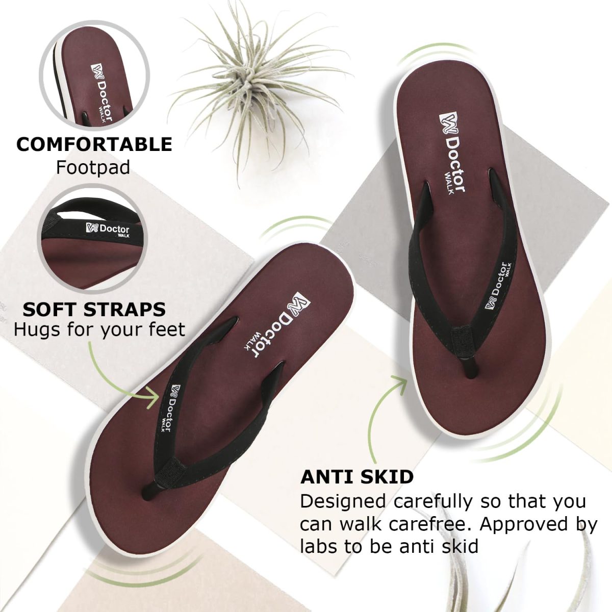 Doctor Walk Flip Flop for Women | Soft Comfortable | Breathable | Fashionable | Stylish | Trendy | Super soft | Lightweight | Anti-Slip Sole | Indoor & Outdoor | (DW-04) (Black) - Image 2