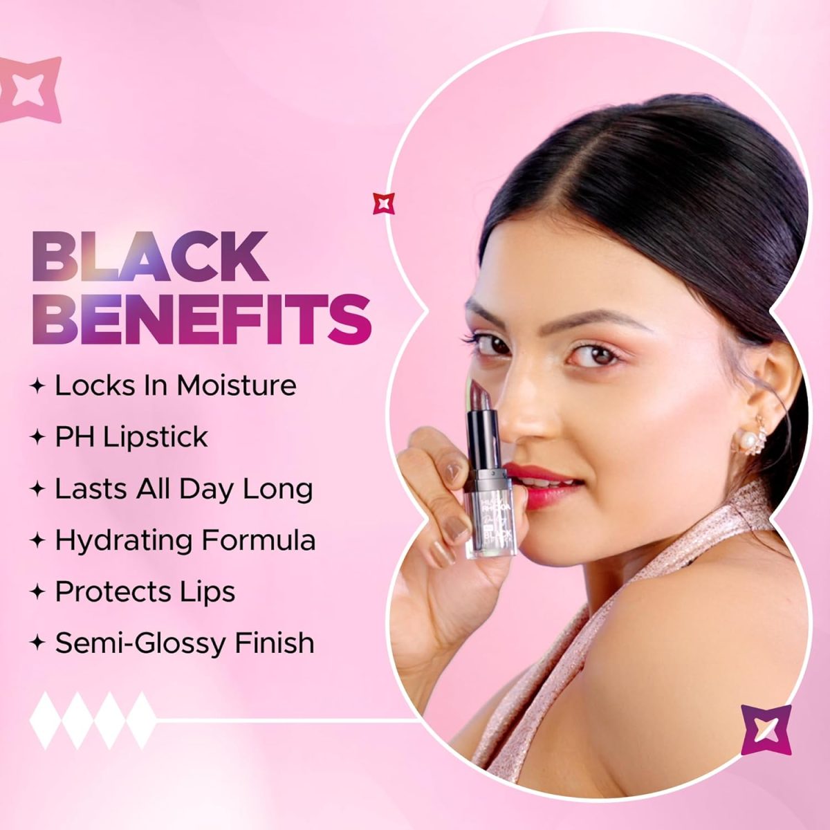 Hilary Rhoda Darling PH Black Lipstick | Intense Colour & Highly Pigmented | Nourishing & One Swipe Lipstick | Semi-Glossy Finish | 3.6g - Image 4