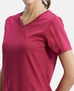 Jockey AW88 Women's Super Combed Cotton Rich Relaxed Fit Solid Curved Hem Styled Half Sleeve T-Shirt - Image 6