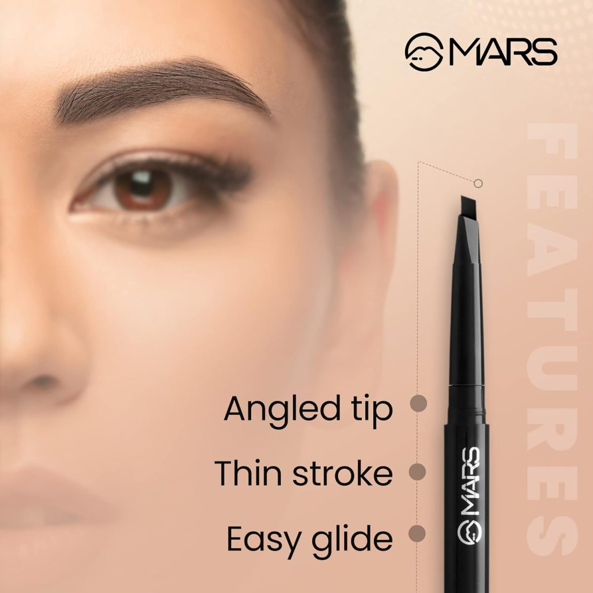 MARS Micro Precision Brow Pencil with spoolie | Retractable & Easy Glide | Long Lasting & Natural finish (0.4 g) (Black) - Image 3