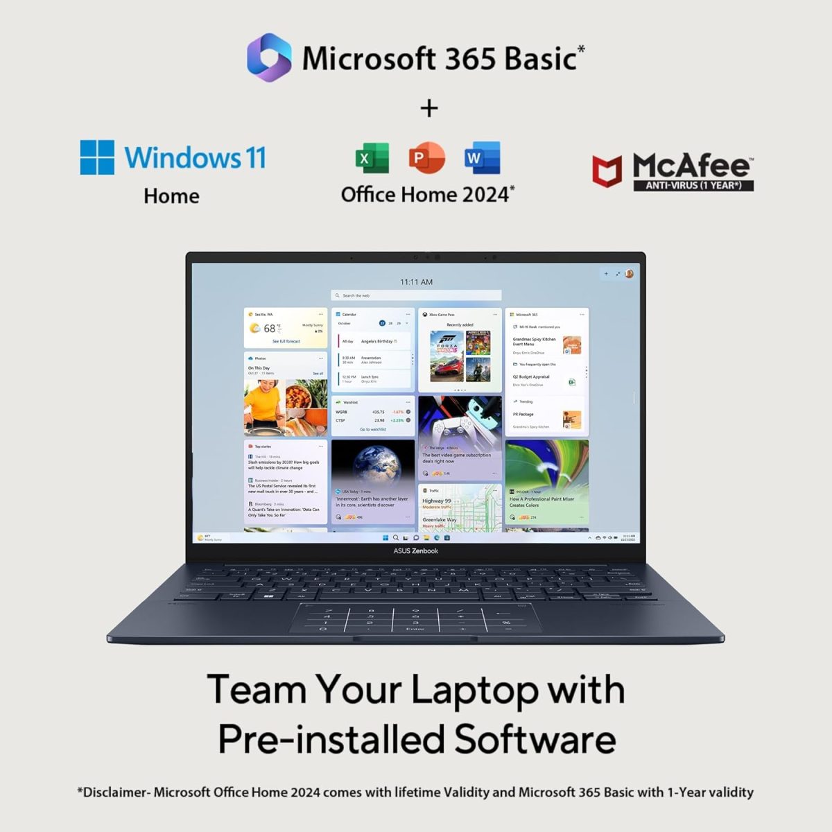 ASUS Zenbook 14,Intel Core Ultra 7 (Series 2),Thin & Light(Intel Arc iGPU/32GB/1TB/3K OLED Touch screen/14/120Hz/Windows 11/M365 Basic (1Year)*/Office Home 2024/Ponder Blue/1.28 kg) UX3405CA-PZ163WS - Image 7