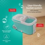 Spotzero by Milton Elite Spin Mop with Big Wheels, Puller Handle, Bucket Floor Cleaning and Mopping System 360° Flexible,2 Microfiber Refills, Big Size, Aqua Green - Image 5