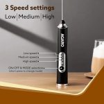 AGARO Royal Milk Frother, 3-Speed Electric Frother for Coffee with Whisk and Frother, Frother Mixer, Stand-up Design, for Cream (Whisk Milk frother), Rechargeable, Stainless Steel - Image 5