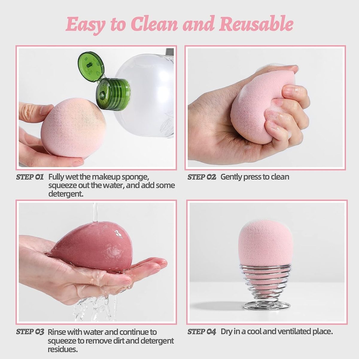 SUAKE 7in1 Professional Beauty Blender Set for Face Makeup | Makeup Sponges Set is suitable with Liquid & Creams | Sponge makeup is for all Skin Types & it is Soft Latex-Free Reusable & washable (Multicolor 4 Big + 3 Mini=7 Pcs) - Image 5