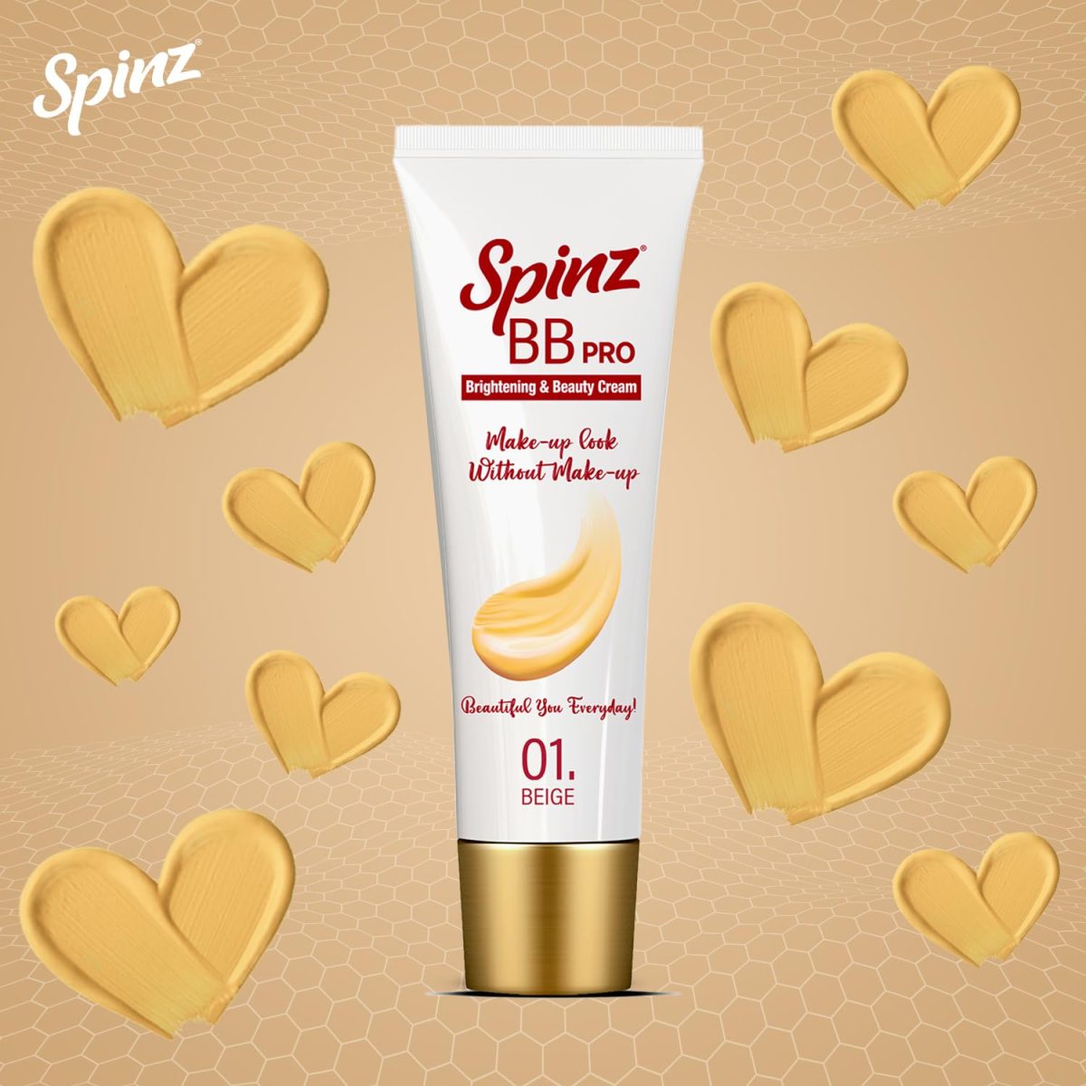 SpinZ Bb Pro Brightening & Beauty Full Coverage Radiant Face Cream With Spf 20 Pa++ (Beige 01) All-In-One Daily Cream With Silky Smooth Formula Instant Brightness, Covers Dark Spots (29G) - Image 4