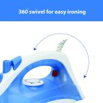 Usha 3713 1300Watt Steam Iron with Self Cleaning Function | Teflon Coated Soleplate | Powerful Steam Output upto18gm/min | 180ml Water Tank Capacity | 2 Years Warranty | (Blue & White) - Image 6